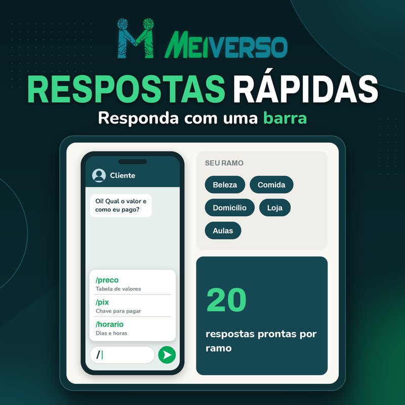 Respostas rápidas do WhatsApp por ramo: imagem do produto Meiverso
